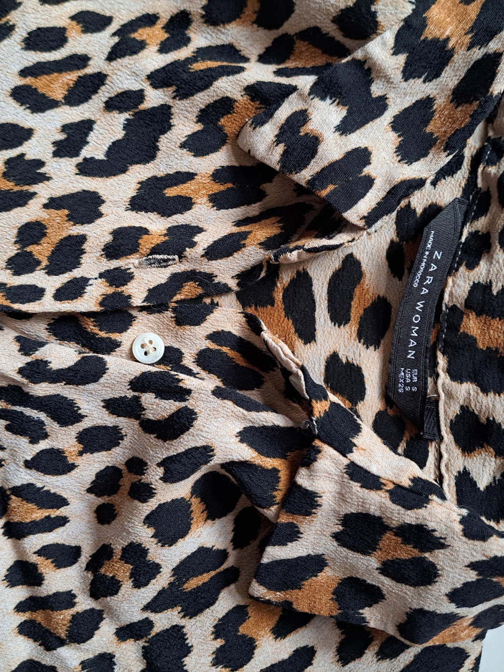 ZARA Woman Leopard Print Button-Up Blouse Size S | Animal Print - Picture 13 of 13